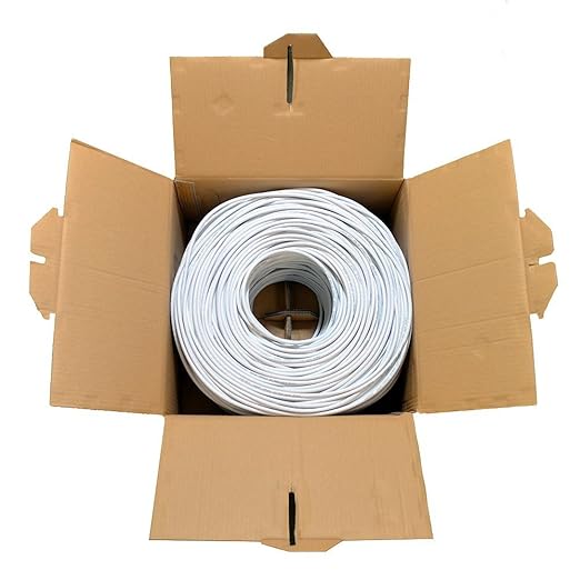 Dripstone CAT6 Ethernet Cable 1000ft Bulk Network LAN Wire 23AWG Solid CCA UTP 550MHz High-Speed Internet Cable Gaming, Streaming, Office, Home Use, Pull Box, Cat6 Bulk, Stable Connectivity - White