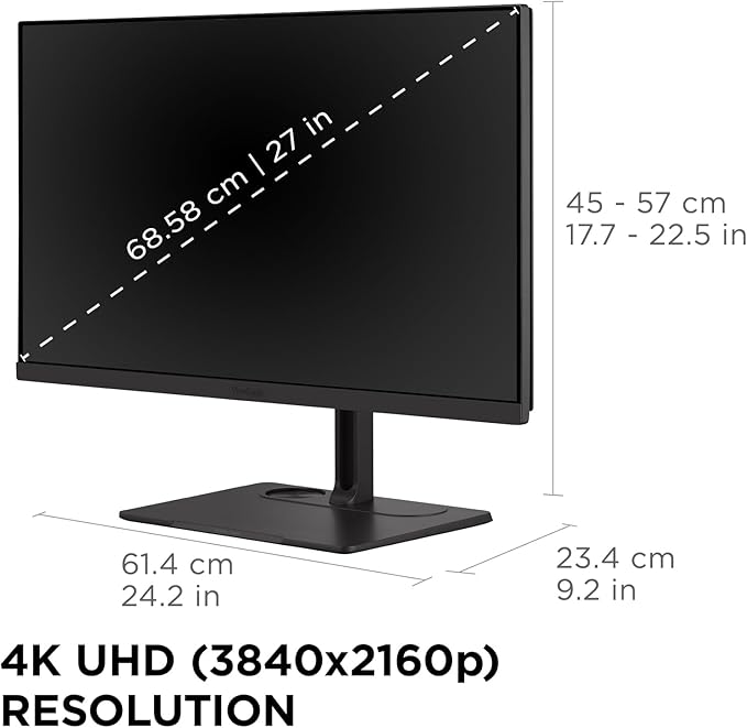 ViewSonic VP2776T-4K 27 Inch 4K UHD IPS Docking Monitor with Advanced Ergonomics, Thunderbolt 4, 100% sRGB Rec 709, Pantone Validated, USB C, HDMI 2.1, and DP Daisy Chain for Home and Office