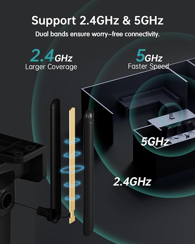 ZUMIMALL 5MP 5G WiFi Security Camera 2-Pack Black, 24/7 Recording, 360° PTZ Auto Tracking, Support SD Storage, Color Night Vision, AI Detection, 2-Way Talk, Compatible with Alexa & Cloud Edge