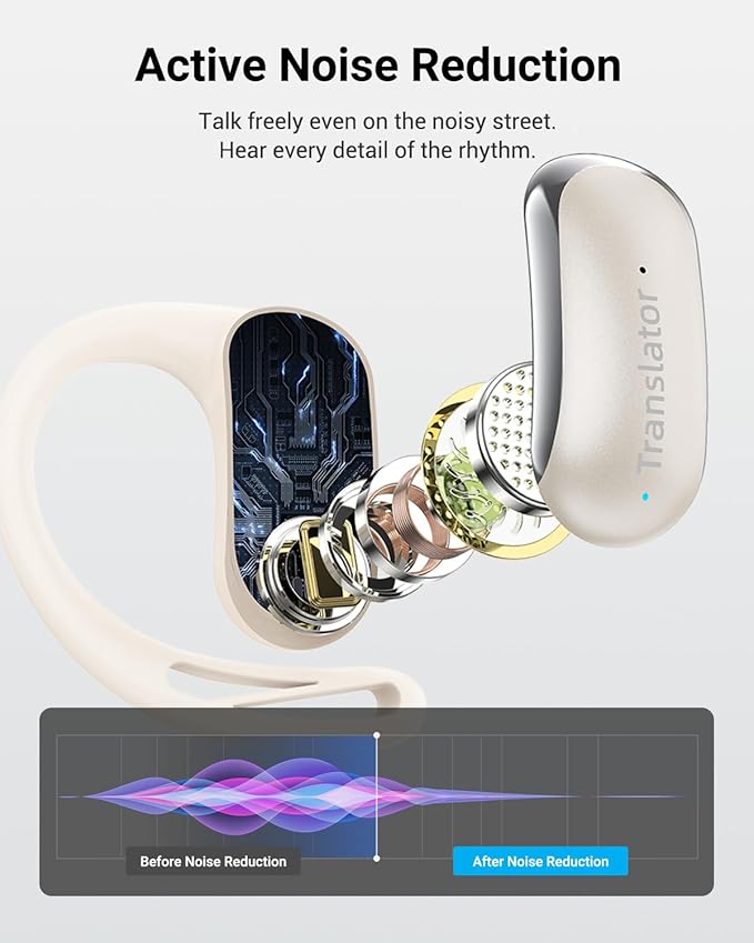 XUPURTLK Language Translator Earbuds, Translation Earbuds Real Time with 144 Languages & Accents, Comfortable OWS AI Translator Earbuds for Travel, Business and Learning (Online Version)