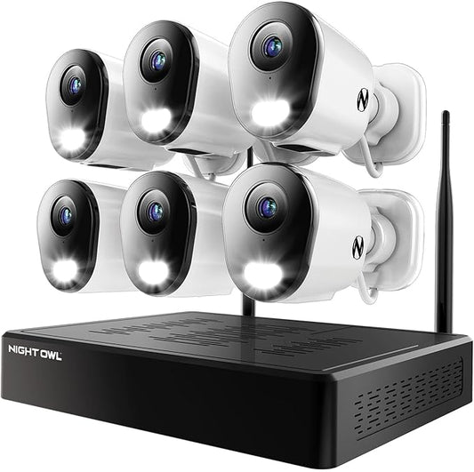 Night Owl 10 Channel Bluetooth Video Home Security Camera System with (6) Plug-in Wi-Fi 4K HD Indoor/Outdoor Spotlight Cameras with 2-Way Audio and 1TB Hard Drive (Expandable up to 10 Cameras)