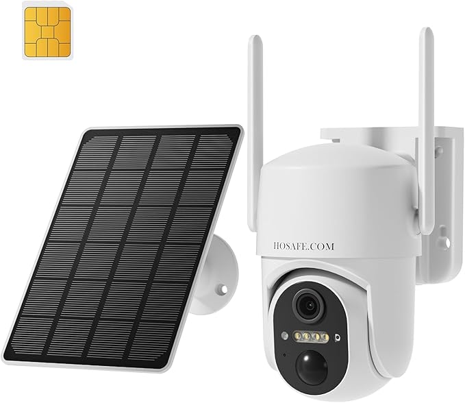 HOSAFE.COM No WiFi Security Cameras Wireless Outdoor, 4G LTE Cellular Security Camera, Solar Camera for Home Security, 360 PTZ, Human Sensor, 2K HD, 2-Way Talk, IP66
