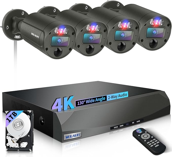 【2-Way Audio & 130° Wide Angle】 Outdoor Wired Security Camera System, Wired Cameras for Home Security, POE Video Surveillance Systems