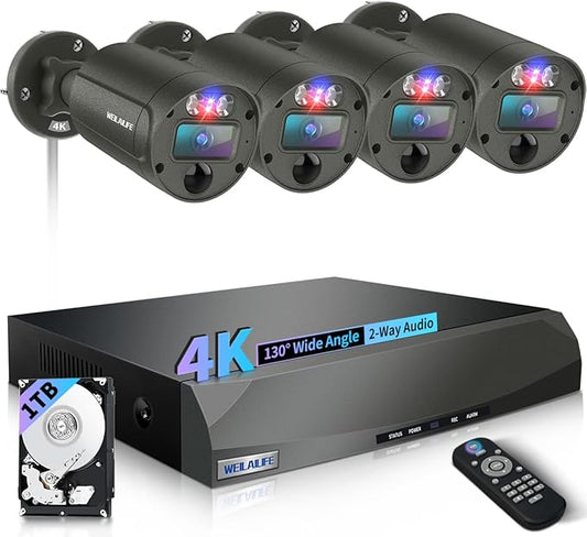 【2-Way Audio & 130° Wide Angle】 Outdoor Wired Security Camera System, Wired Cameras for Home Security, POE Video Surveillance Systems