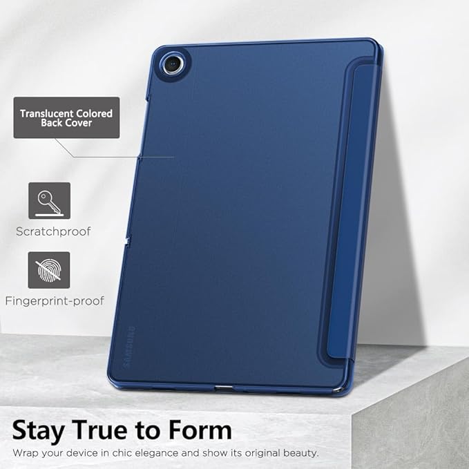 MoKo Case for Galaxy Tab A9 Plus 11 inch 2023, Slim Stand Protective Smart Cover with Hard PC Translucent Back Shell for Tab A9 Plus Tablet (SM-X210/X216/X218), Auto Wake/Sleep, Navy Blue