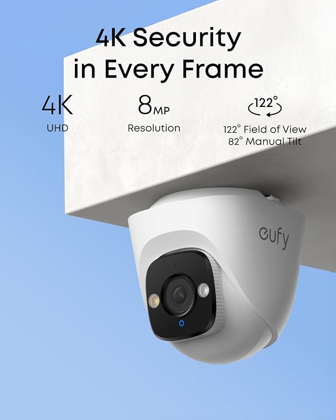 eufy PoE Bullet Security Camera E41, NVR Wired Add On Cam, Requires eufy NVR,4K UHD, 24/7 Recording, Human/Vehicle/Pet AI Detection, Red and Blue Strobe, Plug and Play