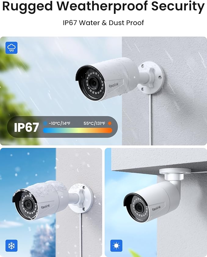 REOLINK 8CH 5MP Home Security Camera System, 6pcs Wired Outdoor PoE IP Cameras with Person/Vehicle/Pet Detection, 4K/8MP 8CH NVR with 2TB HDD for 24-7 Recording, RLK8-410B6-5MP