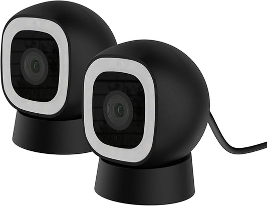 Luna 2K AI Wired Cameras for Home Security Outdoor/Indoor, 2.4GHz Wi-Fi, Smart Motion Alerts, Color Night Vision, Spotlight/Siren, Magnetic Mount, Cloud & CVR Storage, 2-Way Audio (2-Pack, Black)