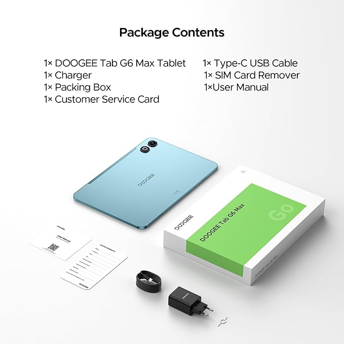 DOOGEE Tab G6 MAX Android 16 Tablet, 13.4 inch Tablet 90Hz 7.7 mm Ultra-Thin Gaming Tablets with Gemini AI, 32GB+256GB/2TB TF, 11000mAh+18W, UNISOC T7280 Octa-Core, 13MP+8MP, Dual Speakers/Face ID