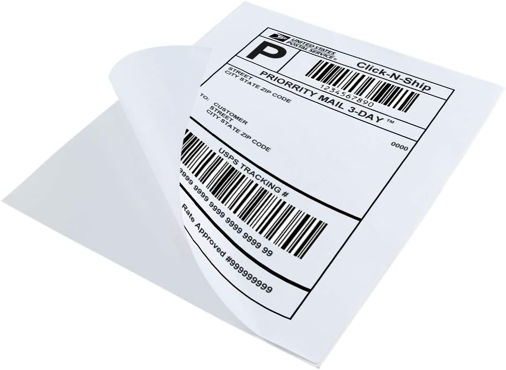 L LIKED 30 Printable White Sticker Paper Full Sheet Label, Matte, 8.5" x 11" for Laser & Inkjet Printers (30 Sheets)