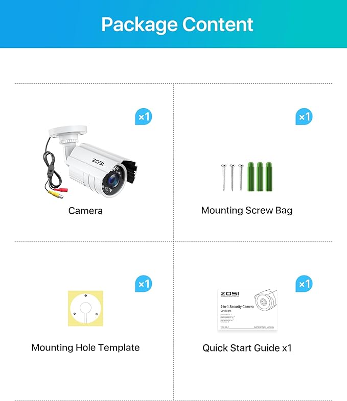 ZOSI 1080P 2.0MP HD 1920TVL Hybrid 4-in-1 TVI/CVI/AHD/960H CVBS CCTV Security Camera Indoor Outdoor, 80ft Night Vision,Aluminum Metal Cam, For 960H,720P,1080P,5MP,4K analog Surveillance DVR (White)