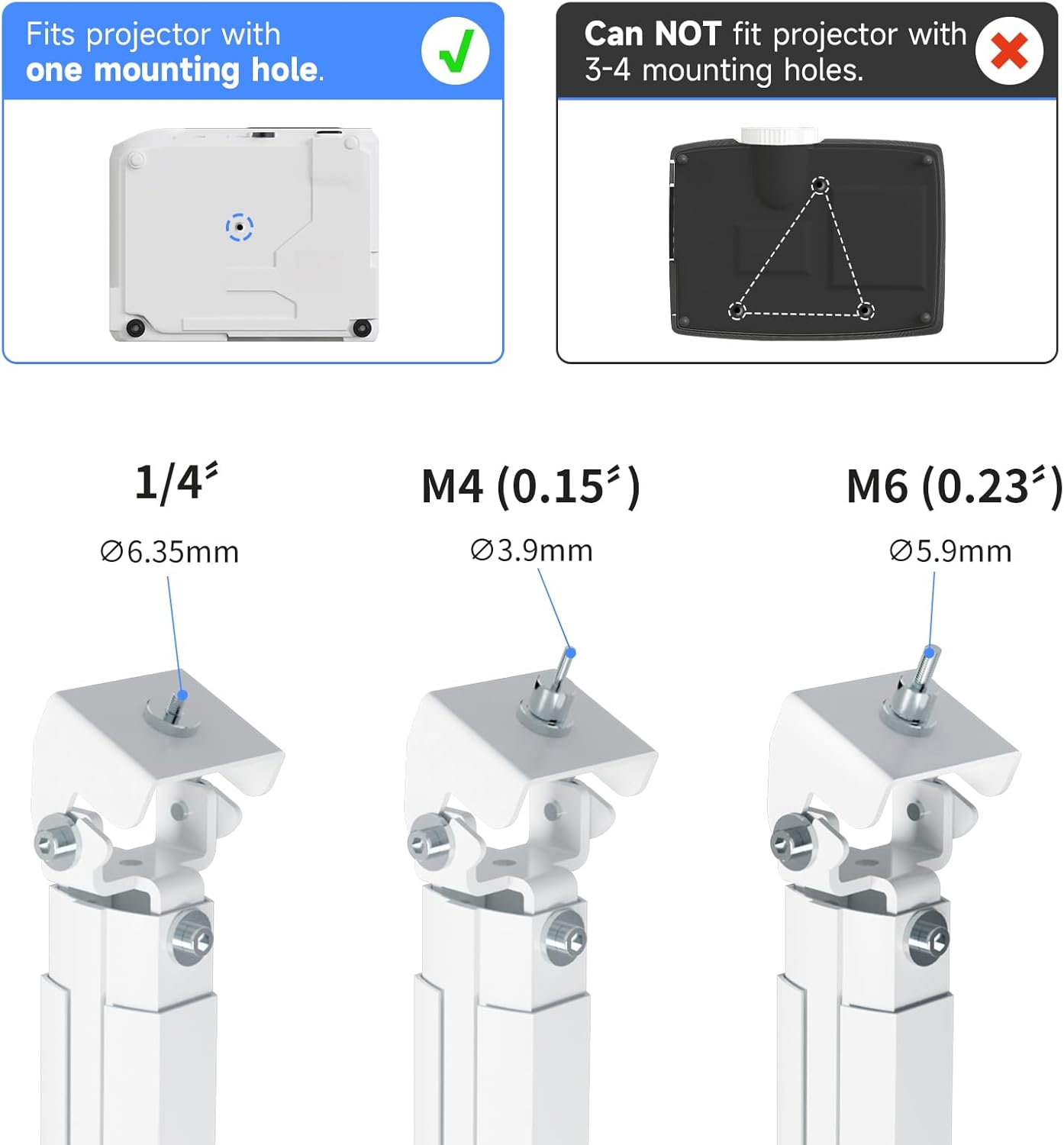 suptek 49inch Extended Mini Projector Ceiling Mount Adjustable Wall Mount with Thread Adapters for Projector DVR Camera (PR05LMINIW)
