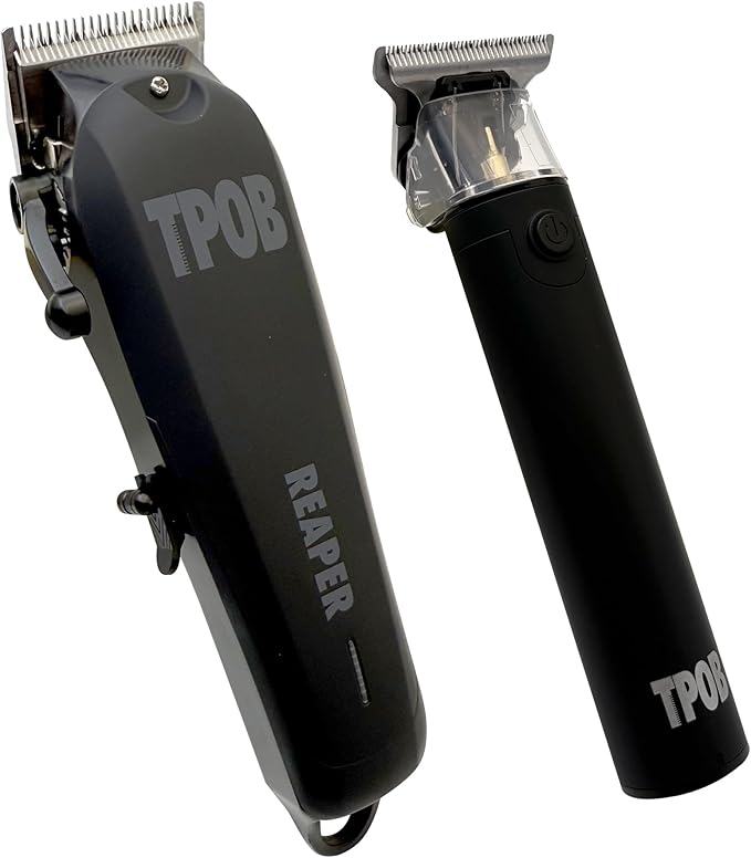 TPOB Slime 2 Ghost Black Clipper Trimmer Set Barber Hair Clippers for Men 6800 RPM with Rubber Case (Black)