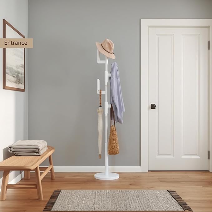 Bamboo Cactus Coat & Clothes Rack Stand, Standing Freestanding Clothing Racks with 6 Hooks for Adults & Kids, Heavy Duty Modern Entryway Living Room Bedroom Corner Coat Rack cactus-4