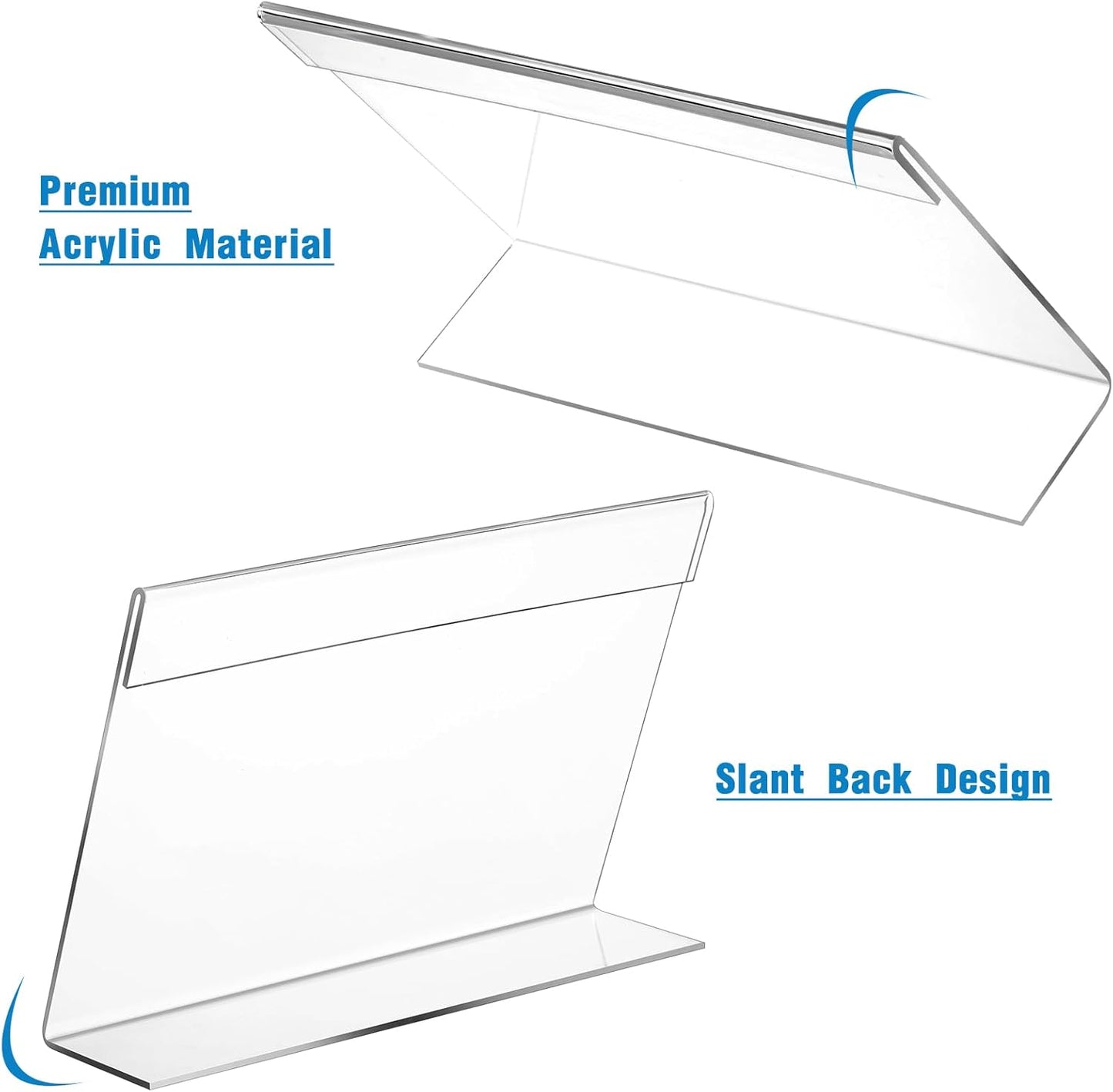 Vicenpal 200 Pcs 7x5 Inch Clear Acrylic Sign Holder Plastic L-shape Vertical Menu Stand, Picture Photo Frames, Table Paper Holder, Flyer Sign Display Stand for Restaurants, Store, Office, Wedding