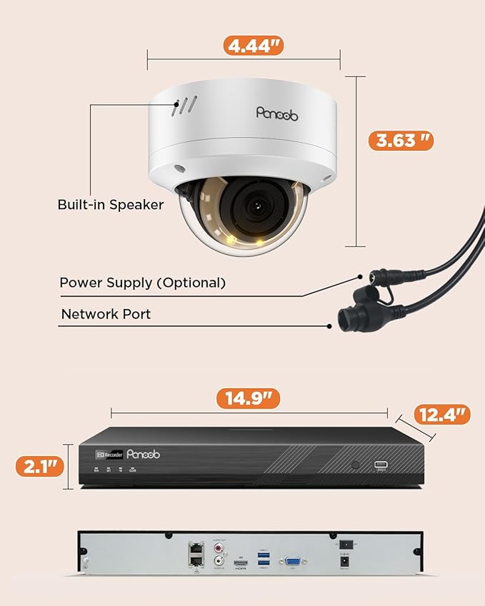 32 Channel Security Camera System, 20x 5MP Wired IK10 Vandal-Proof Dome IP PoE Cameras Outdoor with Human Vehicle Detection, Color Night Vision, 2 Way Audio, 4K 32CH NVR 8TB HDD, PD54Y2032-5M