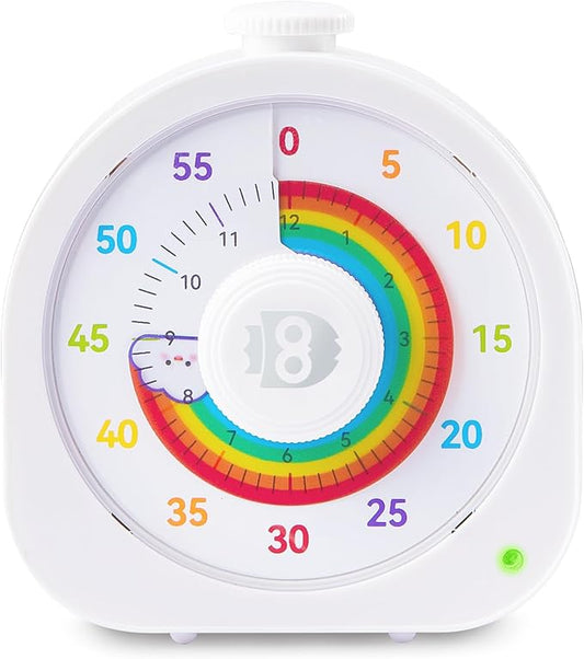 Visual Timer for Kids â 60min/12h Rainbow Magnetic Timer for Classroom, Rechargeable Silent Countdown Timer with Pomodoro Mode, ADHD Time Management Tool