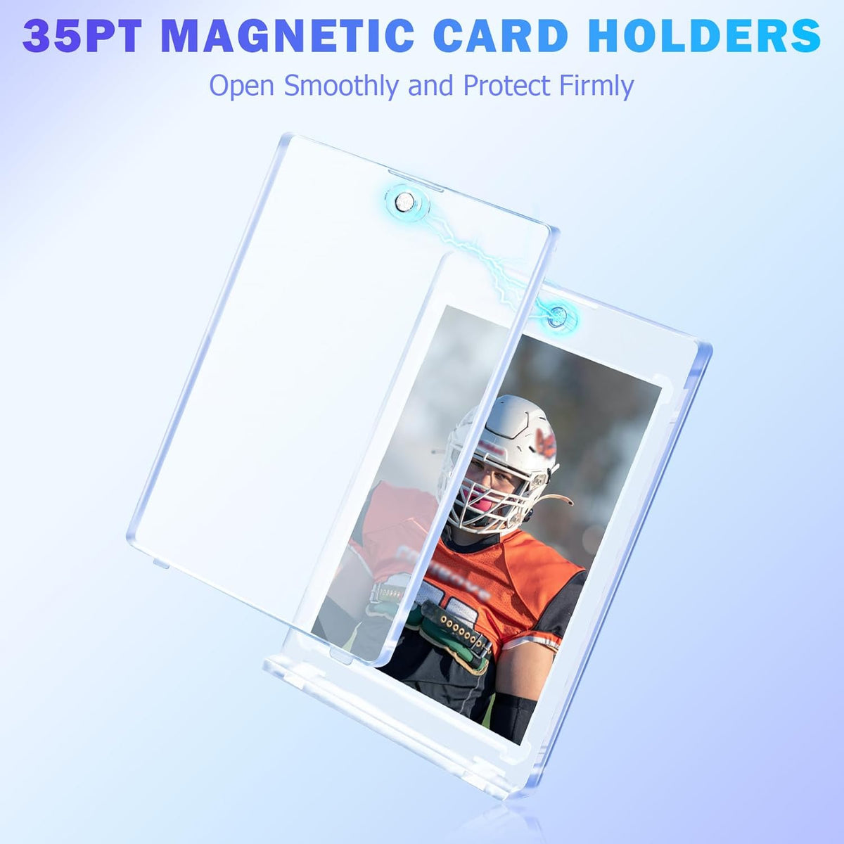 24ct Magnetic Card Holder for Trading Cards, 35 PT Clear Trading Card Sleeves, Hard Plastic Baseball Card Protectors, for Collectible, TCG, MTG, YUGIOH, Football, Sports Cards