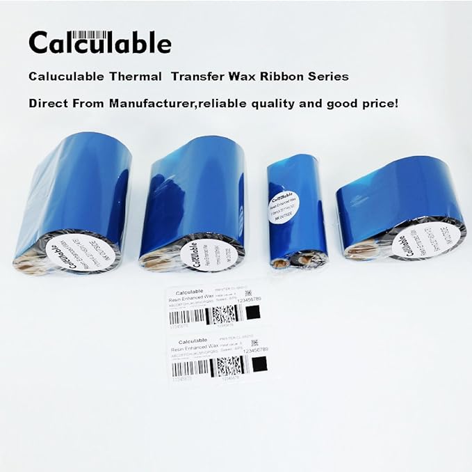 3Count 4.33" x 243' (110mmx74m) Resin Enhanced Wax 1/2" Core Thermal Transfer Wax Ribbon for Label, Tag & Barcode Printing for Zebra,TEC,DATAMAX,INTERMEC,Avery,Citizen,SATO,TSC,GODEX,ARGOX