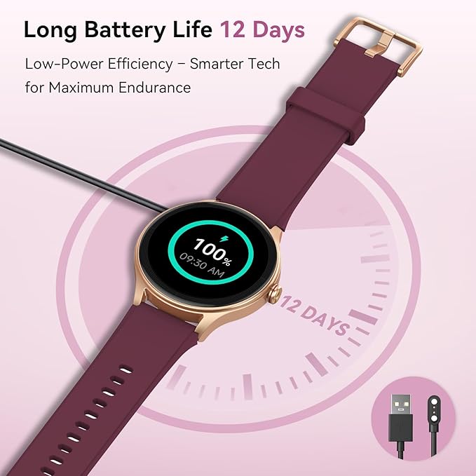 Smart Watches for Women/Men, 1.27" HD Smartwatch Fitness Tracker with Bluetooth Calls (Make/Answer), Heart Rate/SpO2/Sleep Monitor, 12 Days Battery, IP68 Waterproof - Purple