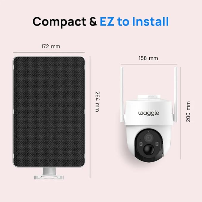 Waggle 4G LTE Solar Security Camera, 2K Wireless Outdoor Camera, No Wi-Fi Needed, 350° Pan 90° Tilt, PIR Motion Detection, AOV, Ultra Vision Day & Night - Subscription Required - Truly Unlimited Data