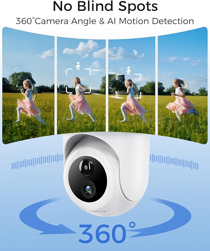 MUBILIFE 4K Security Cameras Wireless Outdoor, No Subscription, 8MP Solar Powered Cameras for Home Security, 64GB Local Storage, AI Auto Tracking, Color Night Vision, 2.4&5GHz WiFi, 4-Cam Kit