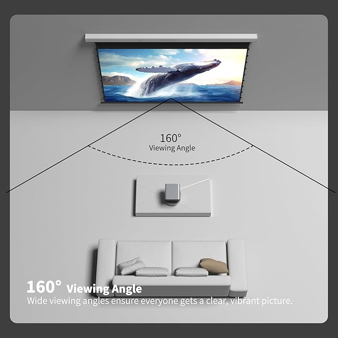 QuadraArc Motorized ALR Projector Screen, Black Crystal 4K Electric Drop Down Screen, Wall & Ceiling Mount, Compatible with 1800 ANSI Lumens ST/LT Projectors 100"