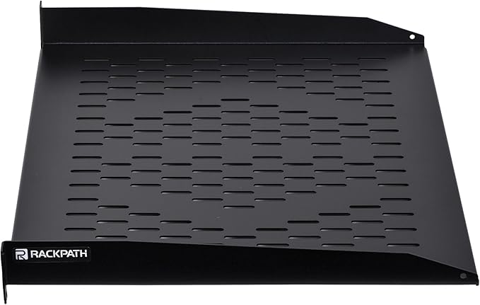 RackPath 1U Cantilever Universal Rack Shelf - 14in Deep – Rackmount Shelf for 19’’ AV/Network Equipment Racks – 55lbs Capacity - 2Pack