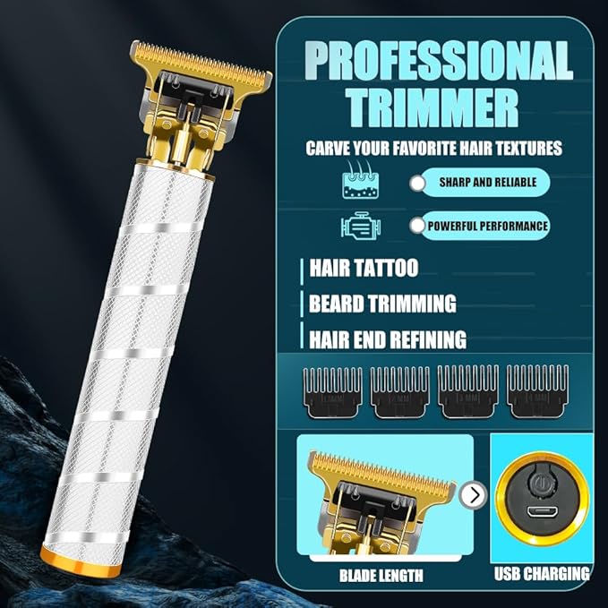 Professional Hair Clippers for Men, Cordless 3-in-1 Hair & Beard Trimmer Set, Adjustable Lever, Waterproof, Long Lasting Battery, Gift for Dad, Husband, Christmas, Birthday
