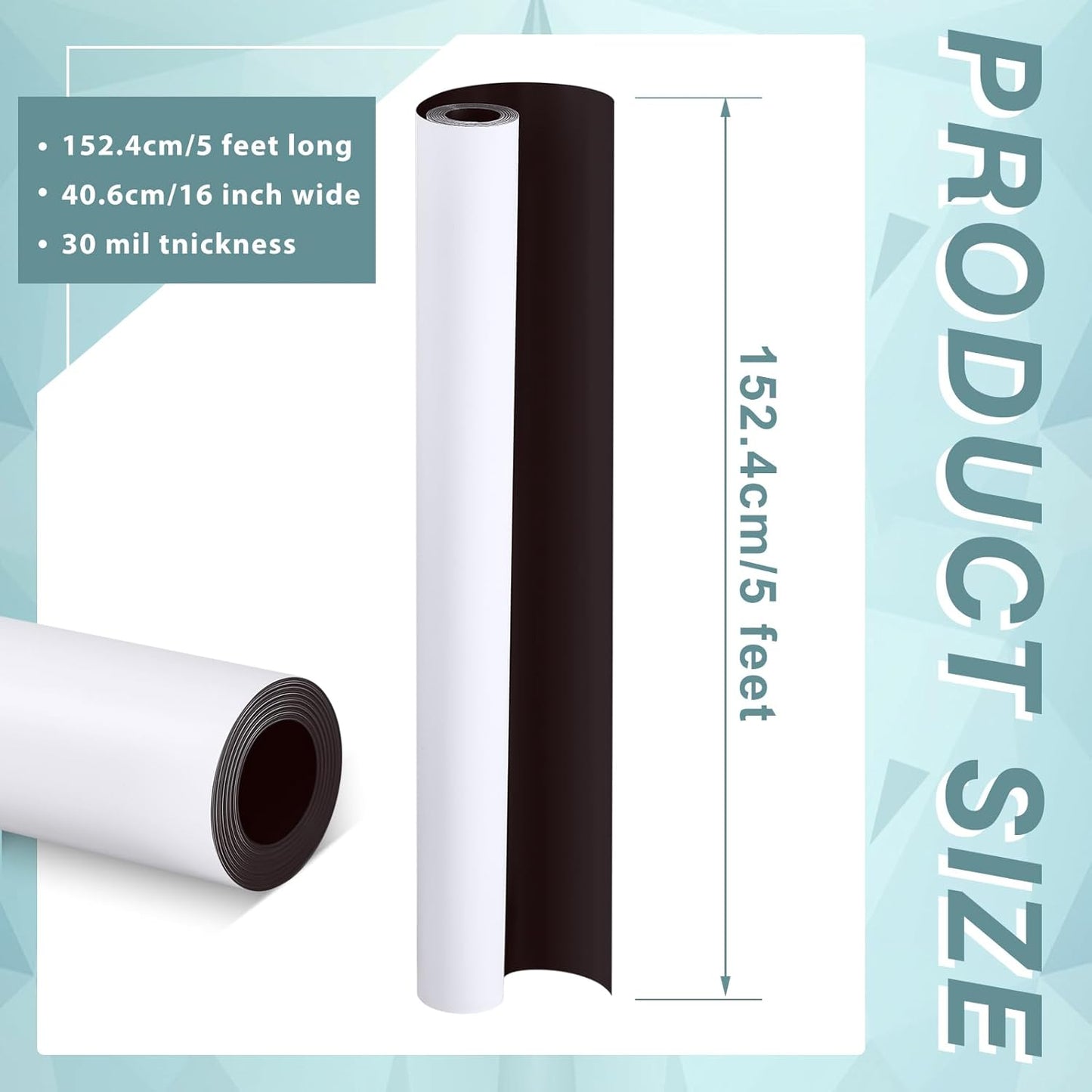 Amylove Blank White Surface Magnet Sheets 16 Inch x 5 Feet, 30 Mil Magnetic Roll Printable Flexible Vinyl Blank Magnetic Sign Sheet Safe for Vehicles DIY Craft Project