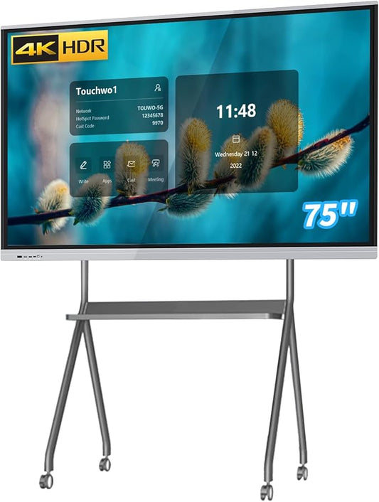 75" Touchscreen Monitor Smart Board, 4K Interactive Presentation Electronic Whiteboard with Android 13, Digital Signage Display for Office, Classroom,RAM 4GB+ ROM 32GB