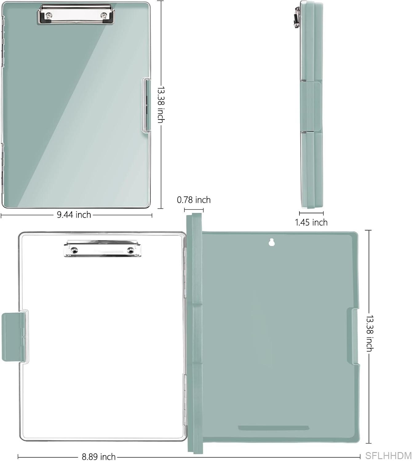 Clipboard with Storage,Heavy Duty Clip Boards 8.5x11 with 2 Storage Case,Clear Visible Top Panel Storage Clipboards,Side Open Clip Boards,Nursing Clipboard Folder Case for Office Supplies-Dark Green