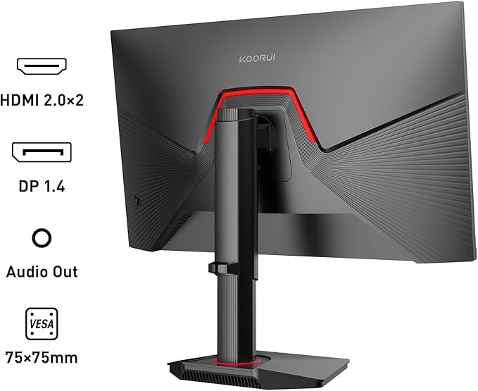 KOORUI 27 Inch 1440p Gaming Monitor 200Hz, 1ms, Fast IPS Screen, HDR400, 95% DCI-P3 Color Gamut, Height/Pivot/Tilt Adjustability, Adaptive Sync Technology, HDMI & DP Ports, 2K Monitor, Black, G2722P