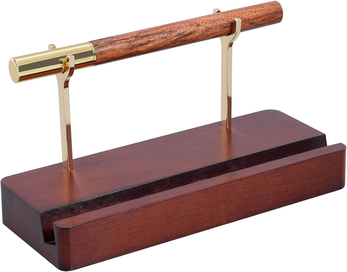 Pen Holder Desk Organizers and Accessories Desk Decor ï¼Exquisite Wooden Pen Holder ï¼with a Cool Pen and Two Refills for Office and Home (Style A)