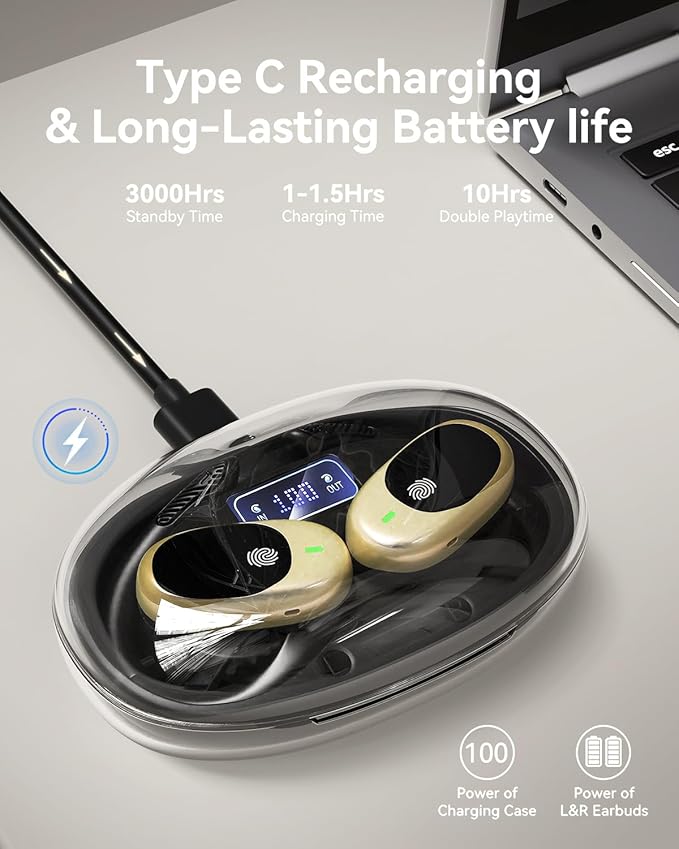 AI Language Translation Earbuds Real Time, Bluetooth 5.3 Audifonos Traductores Inglés Español for 164 Languages & Accents, Translator Device for Travel Business Meeting Learning