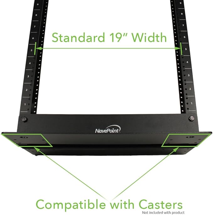 NavePoint 13U 2 Post Open Frame Server Rack for 19 Inch Equipment, AV, Networking, Data & IT Devices, 2-Post Rack 13U 661lbs Weight Capacity, Black