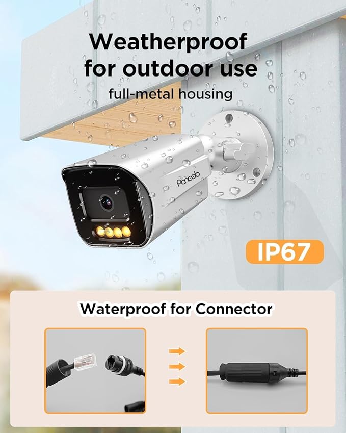 NVR Security Camera System 5MP, 6X 5MP Wired Security IP Bullet PoE Camera with Human Detection, 2 Way Audio, Smart Dual Light Full Color Night Vision, 4K 8CH NVR 2TB HDD, PB65A0608-5MD