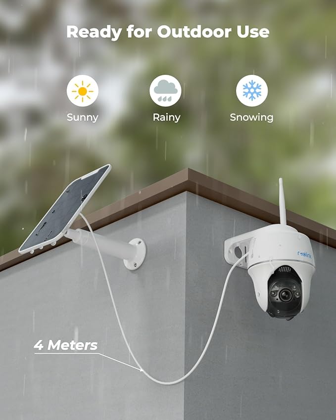 REOLINK Security Cameras Wireless Outdoor, Pan Tilt Solar Powered, 5MP 2K+ Color Night Vision, 2.4/5GHz WiFi, Smart Cameras for Home Security, Works with Home Hub, Argus PT + Solar Panel