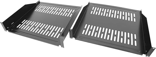 Server Rack Shelf-Universal Vented Rack Mount Cantilever Tray for 19" Network Rack & Cabinet - Heavy Duty Steel - Weight Capacity 95lb-2U H 16" D/ 2 Pieces Packaging GLOBALRACK (2U16, 2U16)