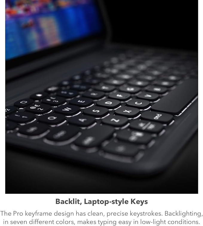 ZAGG Pro Keys Detachable Case & Wireless Keyboard for Apple iPad 10.2" (Gen 9, 8, 7) - Bluetooth Pairing, Backlit Laptop-Style Keys, Apple Pencil Holder, 6.6ft Drop Protection, Black (Renewed)