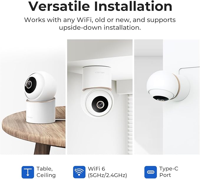 IMILAB C40 4K Indoor Security Camera, Room Camera for Pet/Kid/Baby Monitoring, 5G WiFi 360 View Indoor Cam, Person Pet Track, Color Night Vision, AI Detection, SD/Cloud Storage, No Monthly Fee