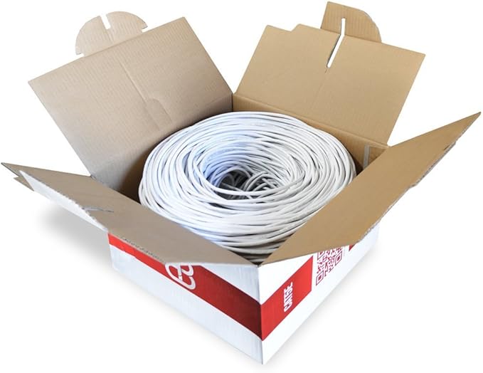 Dripstone CAT5e 1000ft 24AWG Solid UTP Unshielded Ethernet Cable RJ45 CCA Bulk Network LAN Wire RJ45 Easy Pull Box 305M (White)