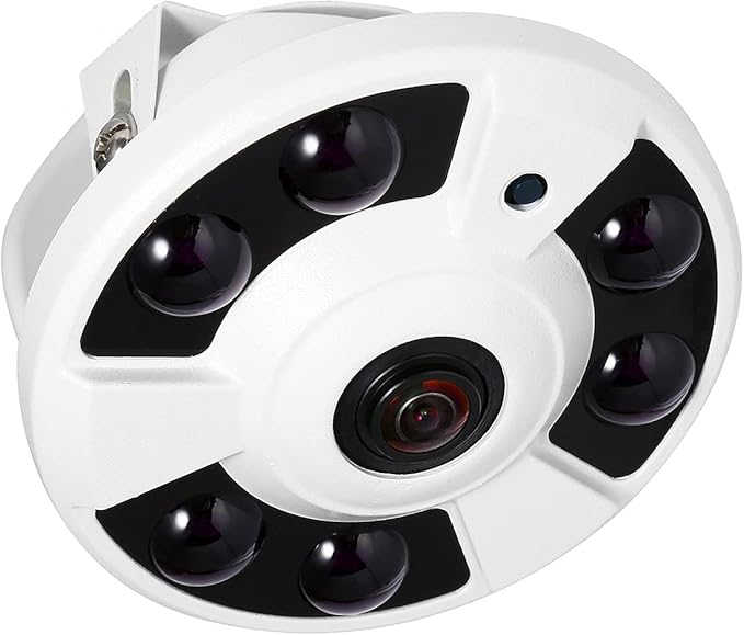 5MP Fisheye POE IP Camera, 1.7mm Lens(170° FOV), 6 Array IR LED Night Vision, Indoor Dome Surveillance Cam Motion Detection, PC/Phone App(IF02-P-TS)
