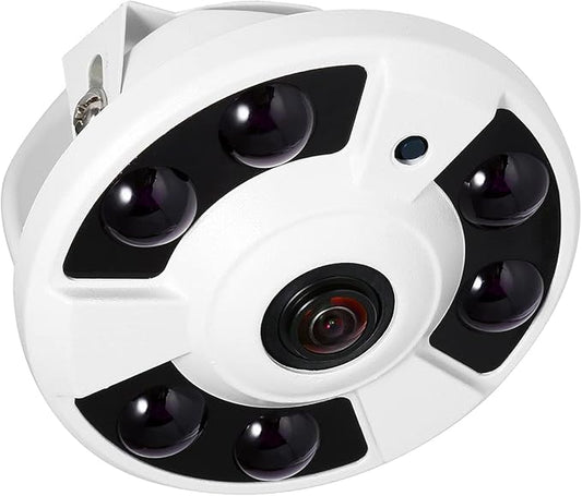 5MP Fisheye POE IP Camera, 1.7mm Lens(170° FOV), 6 Array IR LED Night Vision, Indoor Dome Surveillance Cam Motion Detection, PC/Phone App(IF02-P-TS)