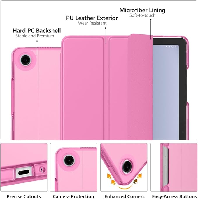 MoKo Case for Galaxy Tab A9+/A9 Plus 11 inch 2023, Slim Stand Protective Smart Cover with Hard PC Translucent Back Shell for Tab A9 Plus Tablet (SM-X210/X216/X218), Auto Wake/Sleep, Peony