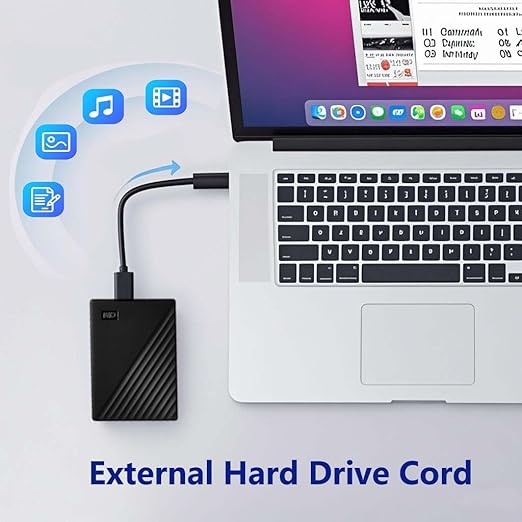 External Hard Drive Cable Micro B to USB C Cord for Western Digital WD My Passport Ultra, Seagate, Toshiba Canvio, UnionSine, LaCie USB 3.0 Micro B Cable for iPhone 16 15, PC, Mac, MacBook,Samsung