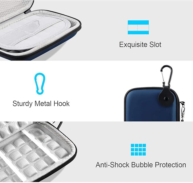 Lacdo Hard Drive Carrying Case for Seagate Portable/Seagate One Touch/Game Drive for PS5 / Ultra Touch Portable External Hard Drive HDD 1TB 2TB 4TB 5TB USB 3.0 Shockproof Travel Bag, Blue