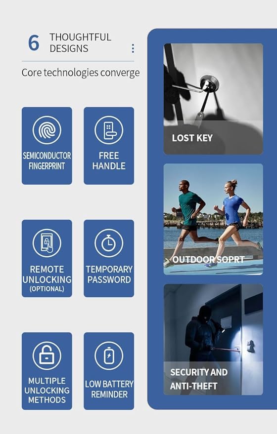 Smart Lock Fingerprint Door Lock with Touch Screen Password Electronic Locks, Tuya APP Remote Control Smart Door Lock (P12 with TUYA APP)