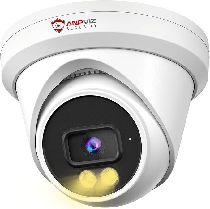 Anpviz 5MP PoE IP Turret Camera,Smart Color Night Vision 100ft, 512GB SD Slot,Human & Vehicle Detection,Built-in Mic,Security IP Camera Outdoor Indoor for Business, IP66, NDAA Compliant (U Series)