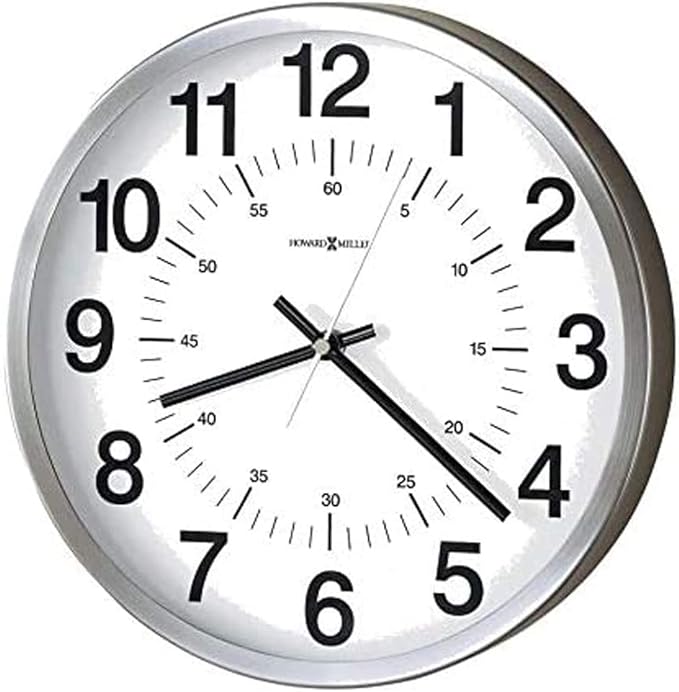 Howard Miller Easton Wall Clock - Round Metal Case, Battery-Operated Analog Timepiece with Glass Crystal, Quartz Mechanism, Arabi Numeral, Hanging Clock for Home - Kitchen, Bedroom, and Office Decor